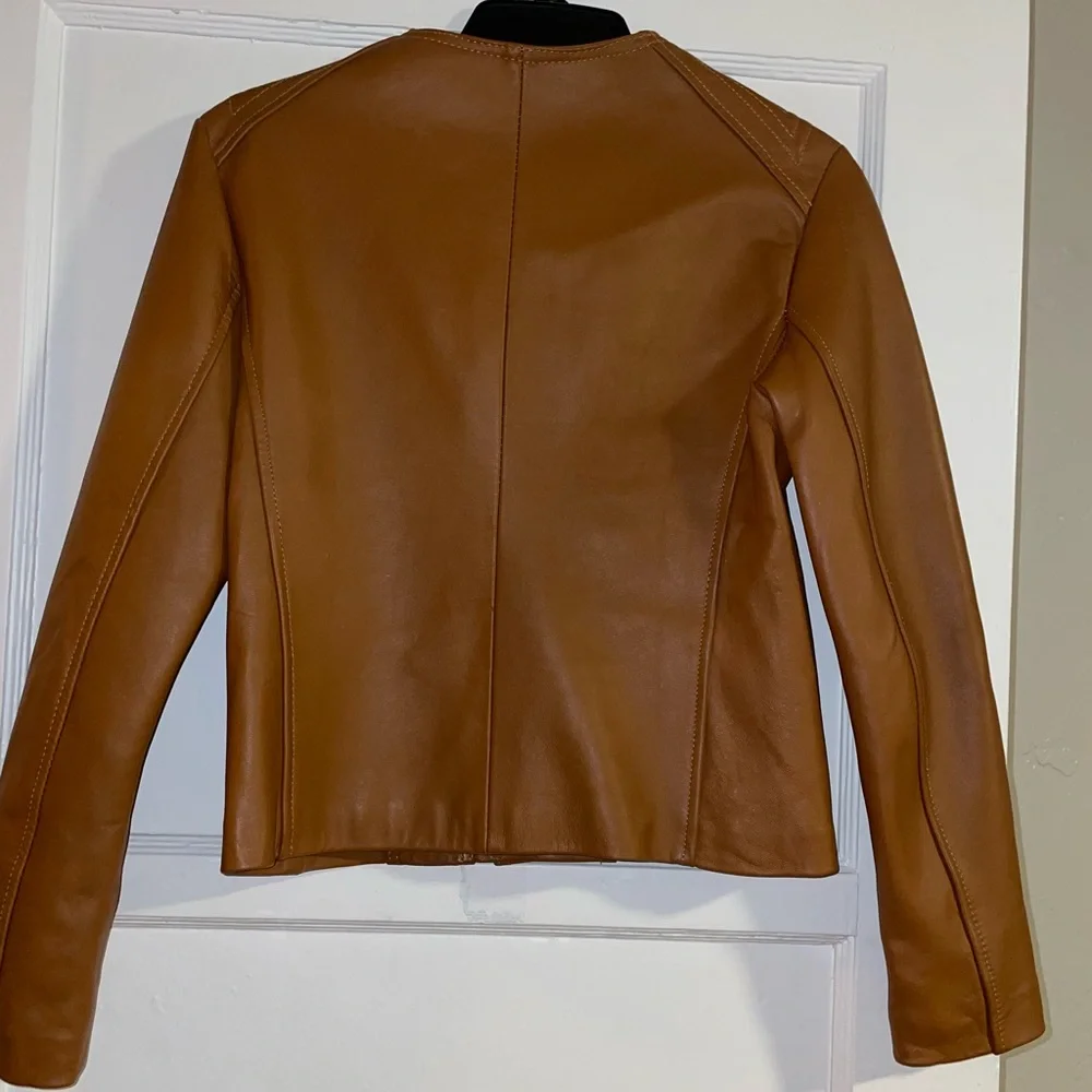 Tan leather jacket - Picture 4 of 6